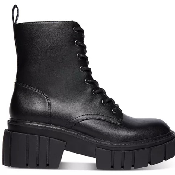 Madden Girl Black Combat Boots with Chunky Sole and High-Top Design - Picture 12 of 12